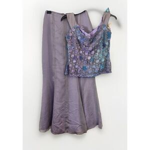 Vtg 2Pc Y2K Handmade Skirt Prom Goth Fairy Beaded‎ Witch Sheer Crochet Size 4-6